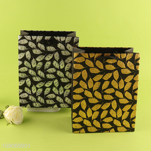 Best price leaves pattern eco-friendly gifts packaging paper bag