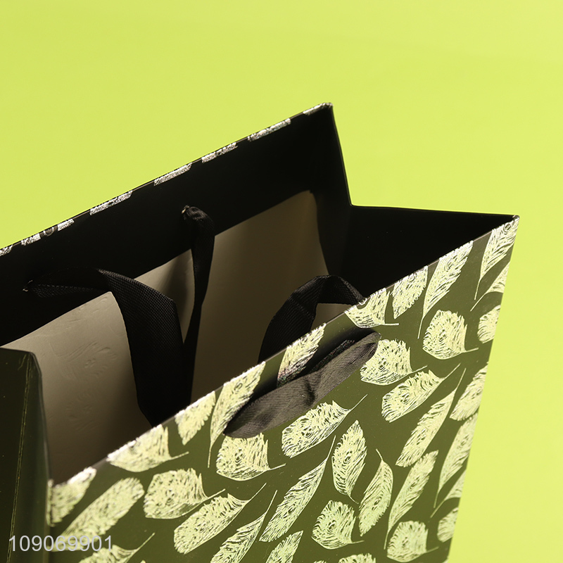 Best price leaves pattern eco-friendly gifts packaging paper bag