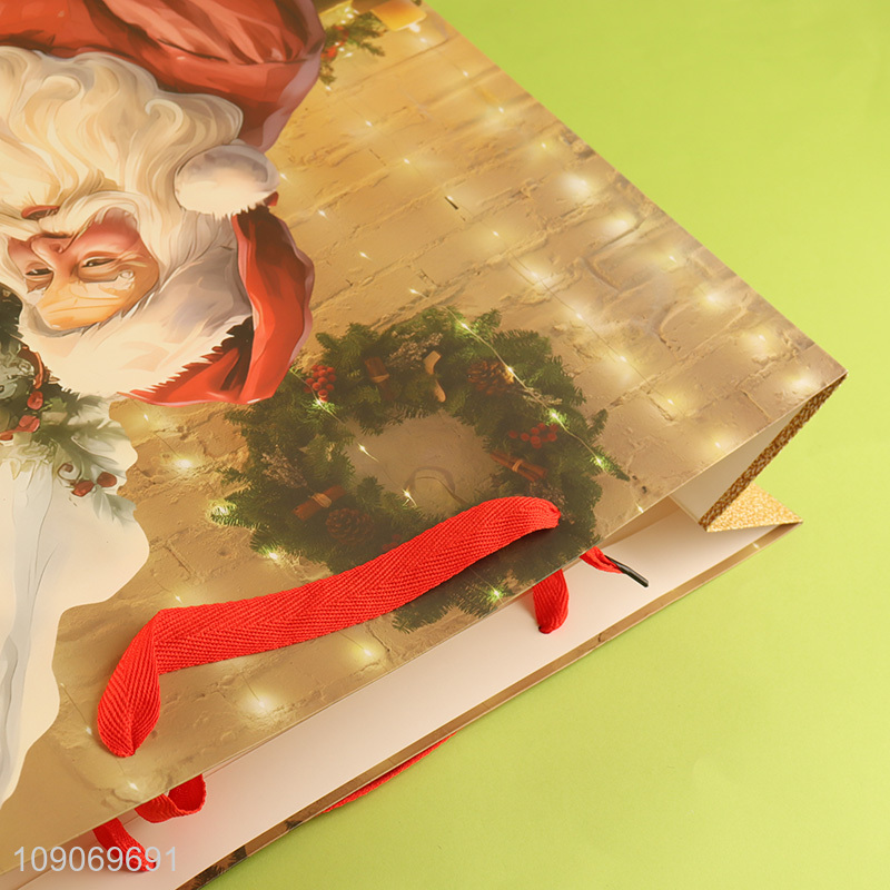 Factory price Santa Claus gifts packaging paper bag tote bag