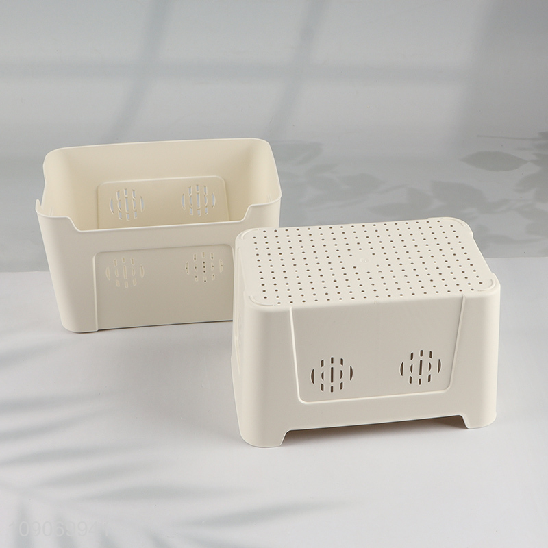 China Imports Divided Plastic Refrigerator Organizer with 2 Removable Colanders