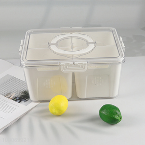 Online Wholesale Divided Plastic Refrigerator Organizer with 4 Removable Colanders