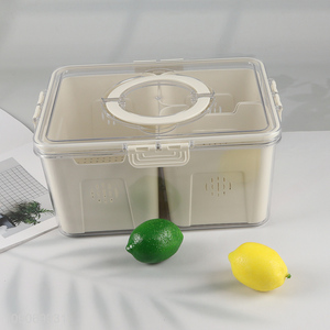 High Quality Divided Plastic Refrigerator Organizer with 3 Removable Colanders