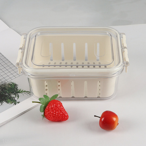 Factory Wholesale Divided Plastic Refrigerator Organizer with 1 Removable Colander
