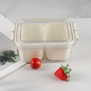 Custom Logo 2-Compartment Divided Refrigerator Organizer Food Storage Container