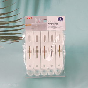 Wholesale 5 Packs Plastic Clothes Pegs Clothespins for Outdoor Hanging