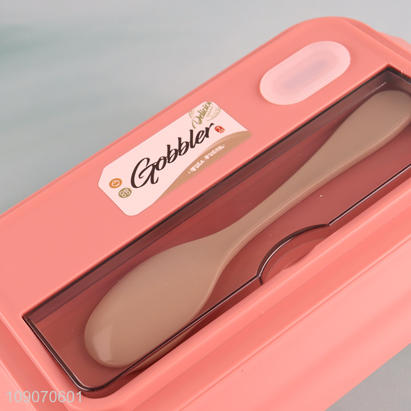 Hot selling school kids portable plastic lunch box with spoon