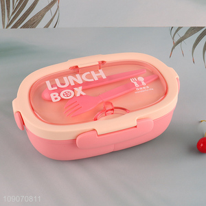 Factory price portable plastic lunch box with fork&spoon