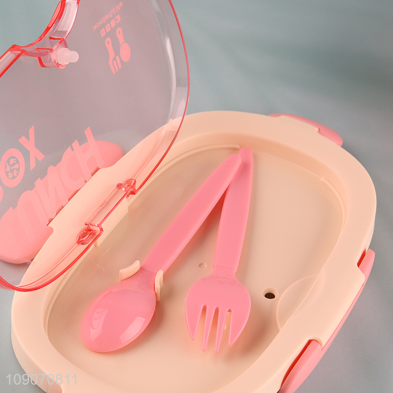 Factory price portable plastic lunch box with fork&spoon