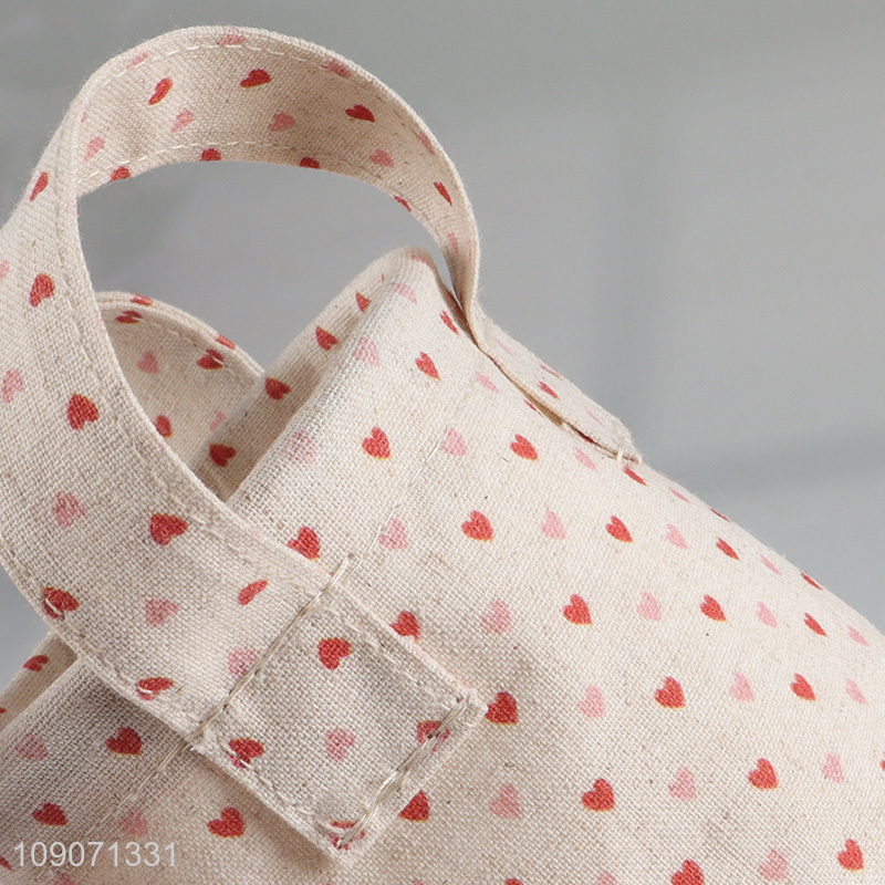 New Product Heart Printed Canvas Storage Basket Fabric Storage Bucket