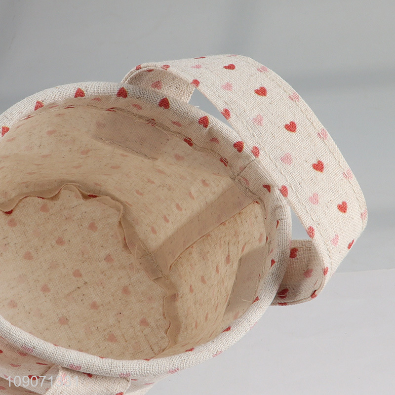 New Product Heart Printed Canvas Storage Basket Fabric Storage Bucket