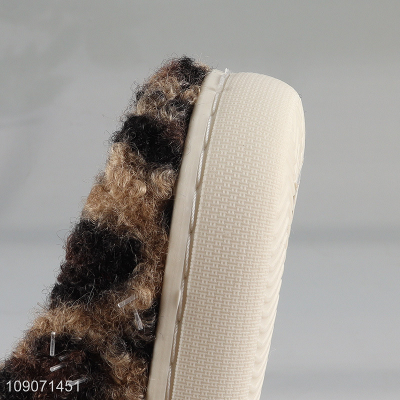 Factory Price Winter House Slippers Leopard Print Slippers for Women