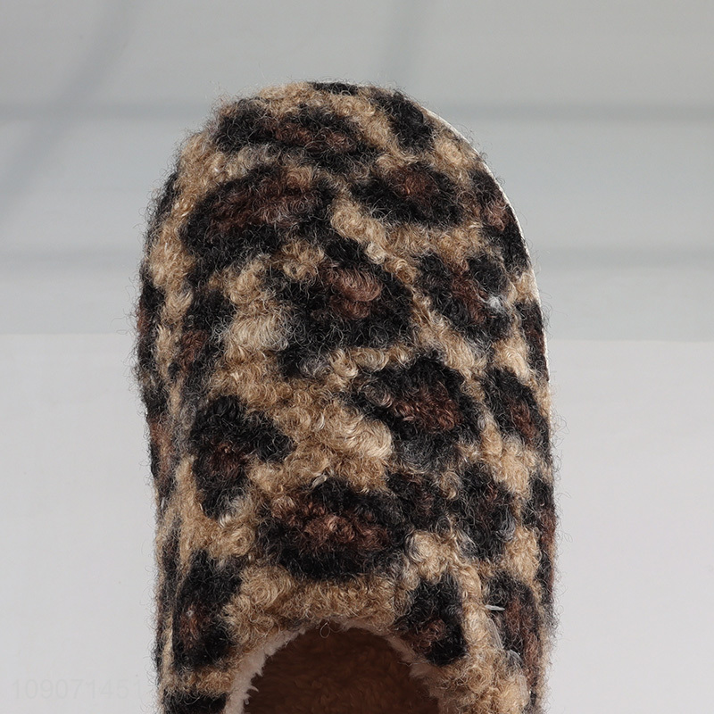 Factory Price Winter House Slippers Leopard Print Slippers for Women