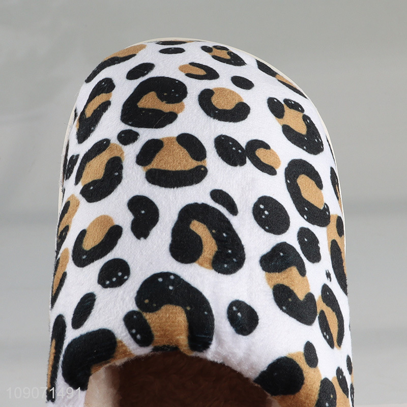 Wholesale Winter Slippers Fuzzy Leopard Print House Slippers for Women