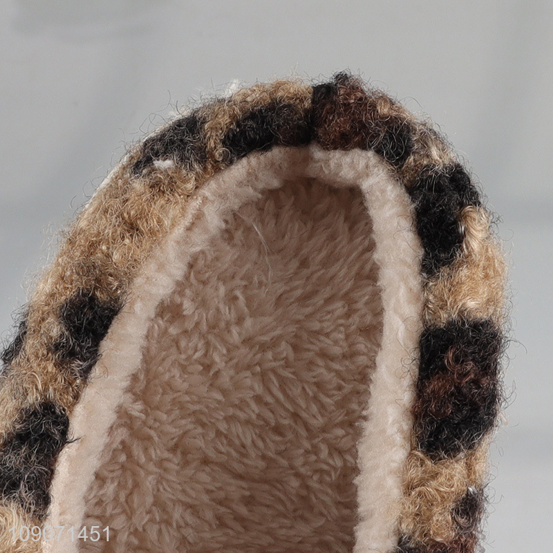 Factory Price Winter House Slippers Leopard Print Slippers for Women