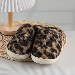 Factory Price Winter House Slippers Leopard Print Slippers for Women