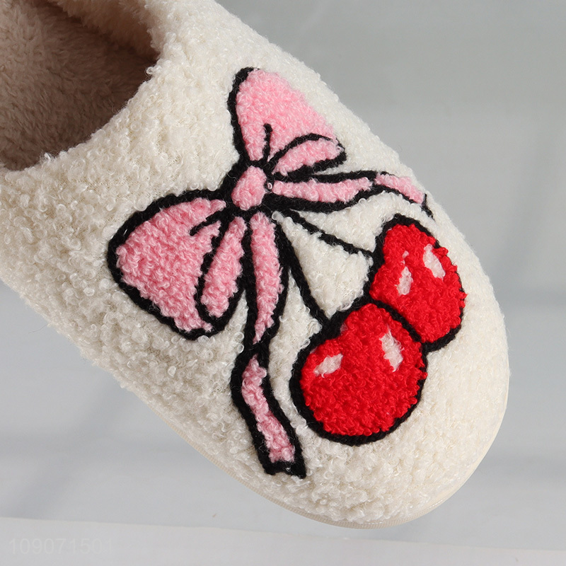 New Product Women's Winter Slippers Cute Cherry Print House Slippers