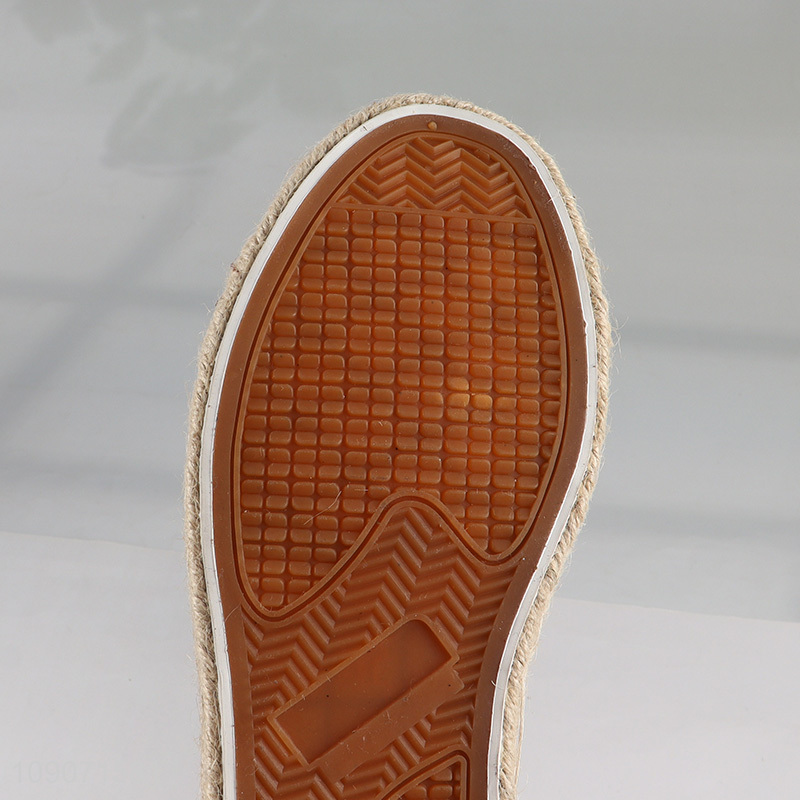 Wholesale Summer Fashionable Breathable Jute Lace Up Sneakers for Women