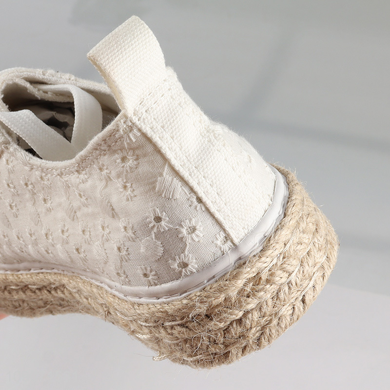 Wholesale Summer Fashionable Breathable Jute Lace Up Sneakers for Women