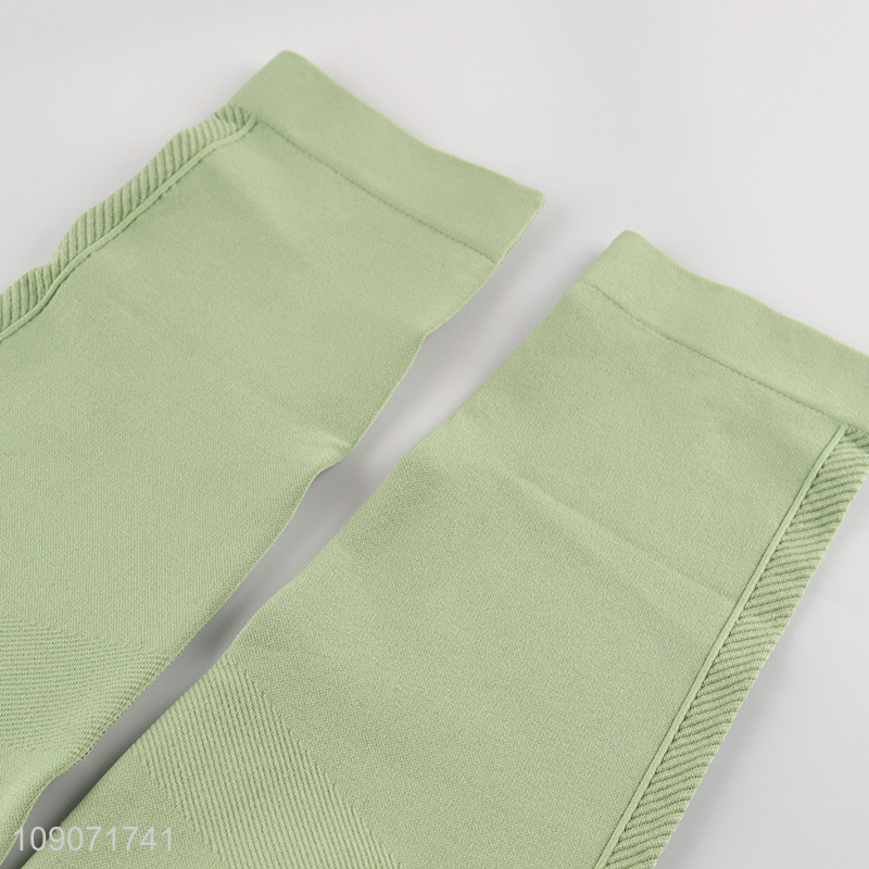 China wholesale green high elastic breathable women yoga sports pants