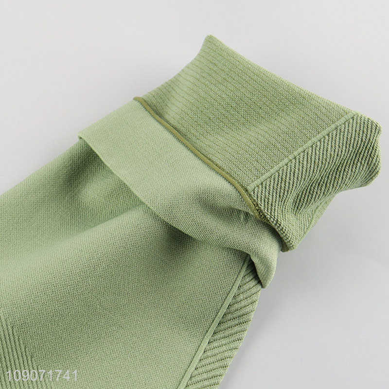 China wholesale green high elastic breathable women yoga sports pants