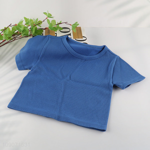 Best sale blue breathable women sports T-shirt elastic T-shirt