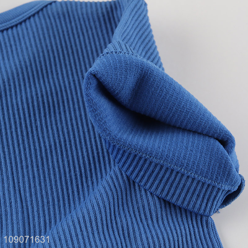 Best sale blue breathable women sports T-shirt elastic T-shirt