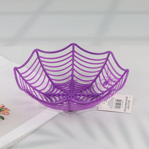 Wholesale Spider Web Shaped Plastic Fruit Candy Basket Halloween Party Supplies