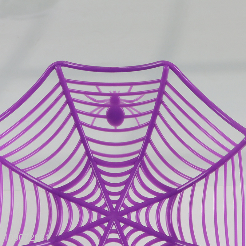 Wholesale Spider Web Shaped Plastic Fruit Candy Basket Halloween Party Supplies