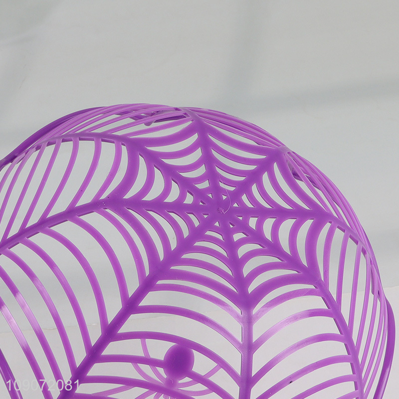 Wholesale Spider Web Shaped Plastic Fruit Candy Basket Halloween Party Supplies