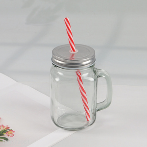 Online Wholesale Glass Cups Mason Jars with Lid and Drinking Straw