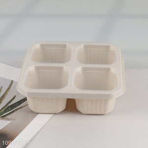 New Arrival 4-Compartment Wheat Straw Meal Prep Food Storage Container