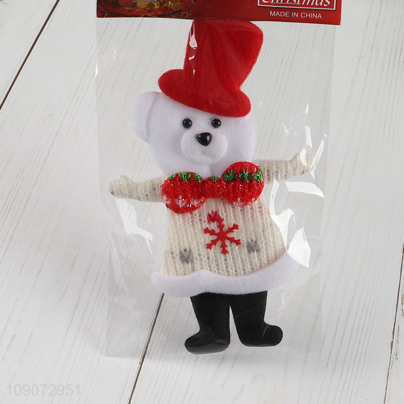Hot sale bear shape non-woven fabric Christmas hanging ornament for decoration