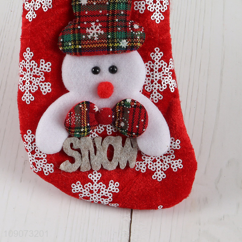 Factory price snowman shape hanging Christmas stocking candy bag for decoration