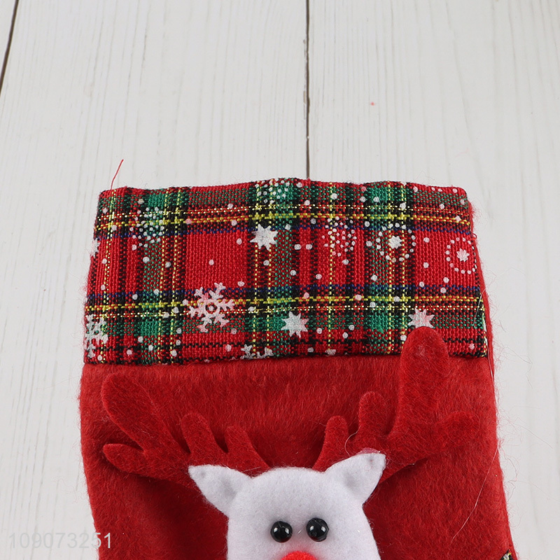 Hot products reindeer shape hanging Christmas stocking candy bag for Christmas tree