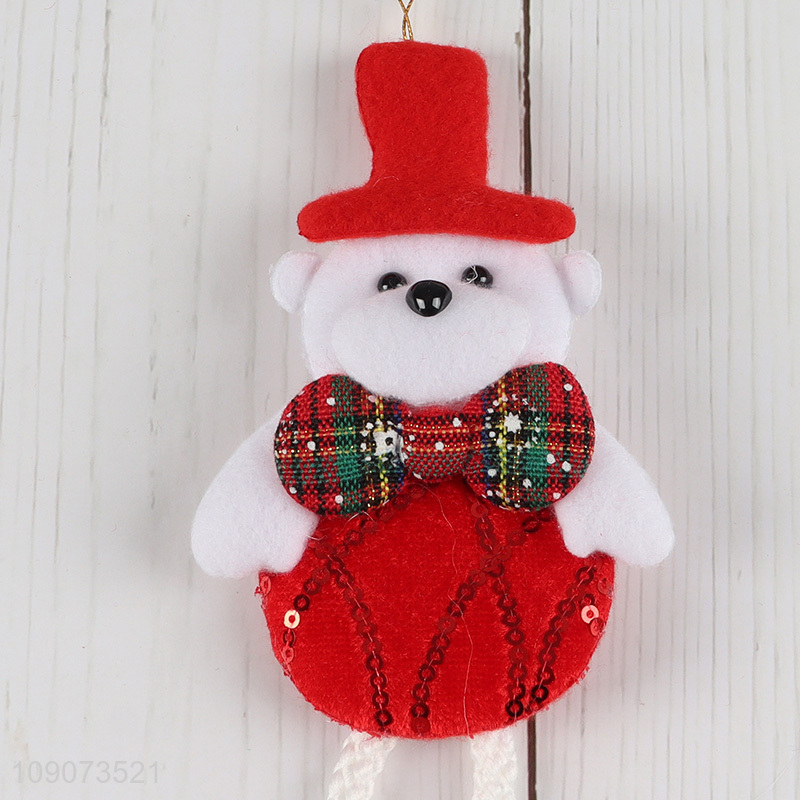 Best quality bear shape long legs Christmas hanging ornament with bell