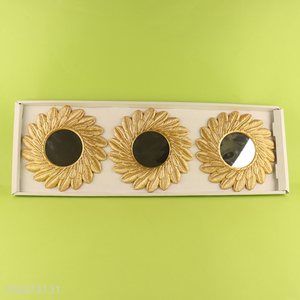 Yiwu market flower shape 3pcs wall mirror set for wall decor