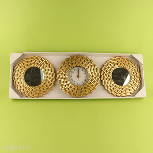 Best selling 3pcs home decor wall clock wall mirror set wholesale