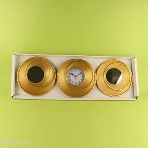 Latest design 3pcs home decor wall decor wall clock wall mirror set