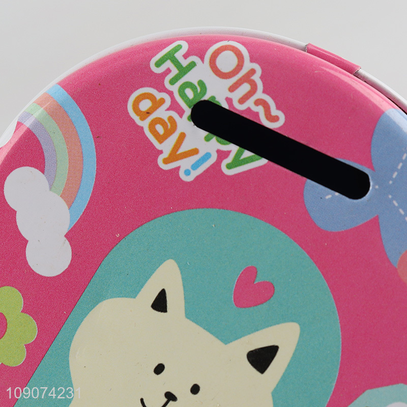 Hot selling cartoon metal money box with padlock