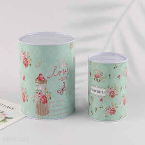 Popular products flower printed metal money box money bank