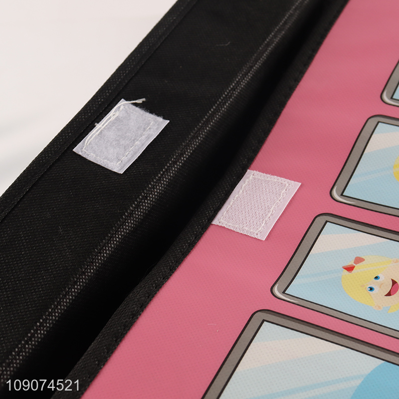 New style cartoon printed Non-woven storage box with lid and handle