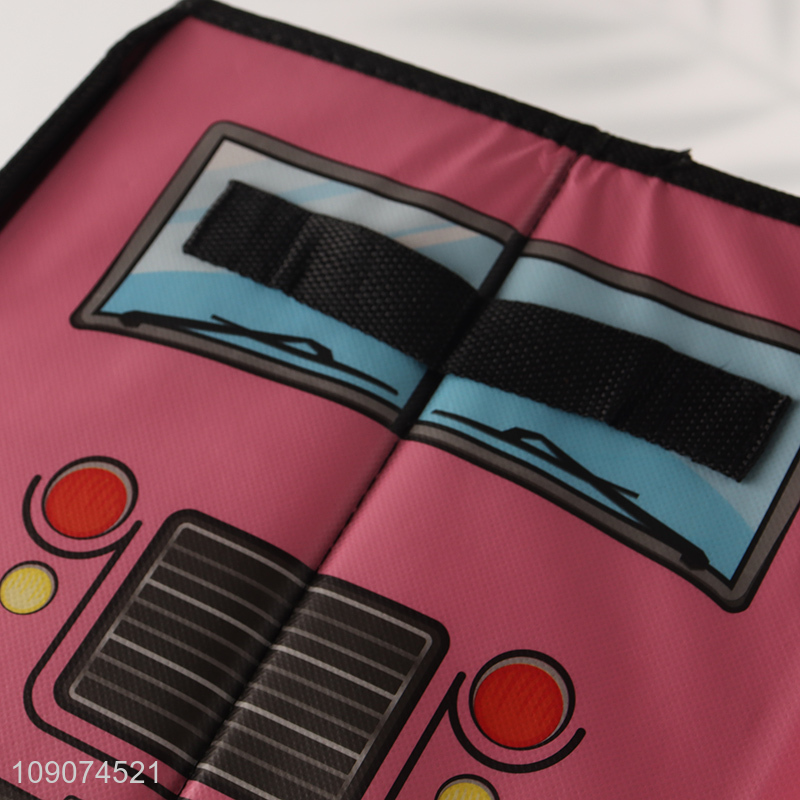 New style cartoon printed Non-woven storage box with lid and handle