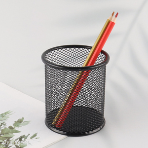 Top sale school office hollow desktop metal pen holder