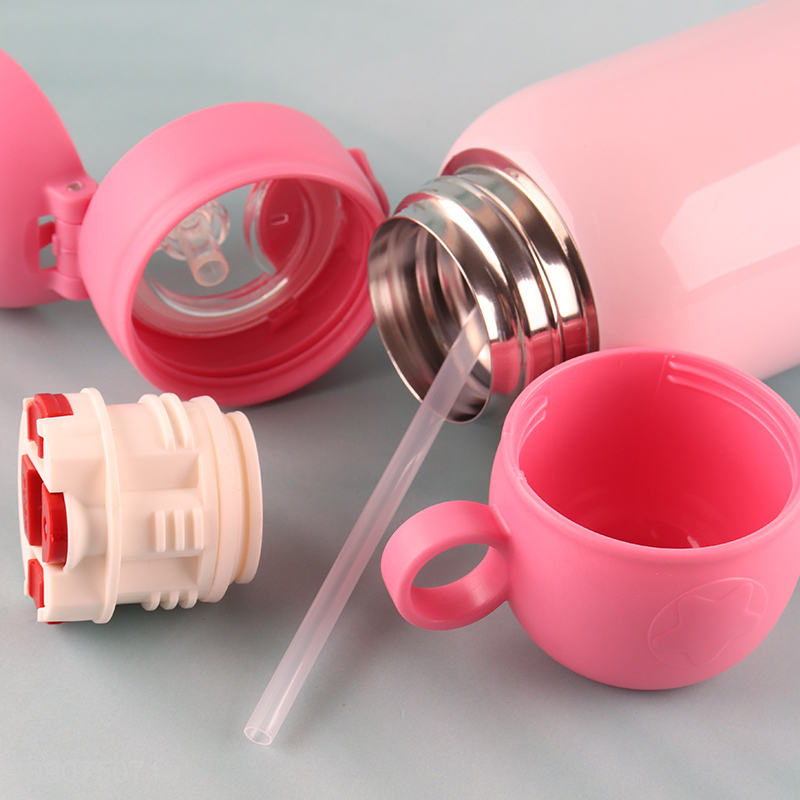 Top selling 550ml pink kids insulated vacuum cup with sleeve
