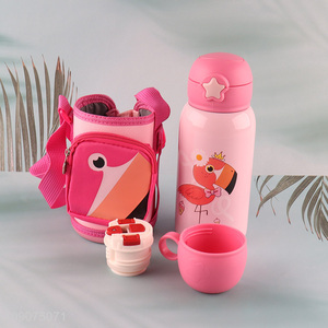 Top selling 550ml pink kids insulated vacuum cup with sleeve