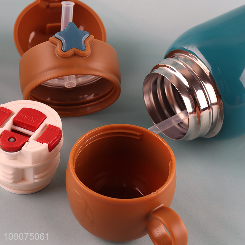 Good quality cartoon 550ml children insulated vacuum cup with sleeve