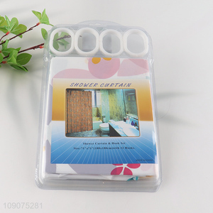 Popular products home hotel bathroom accessories shower curtain with 12hooks