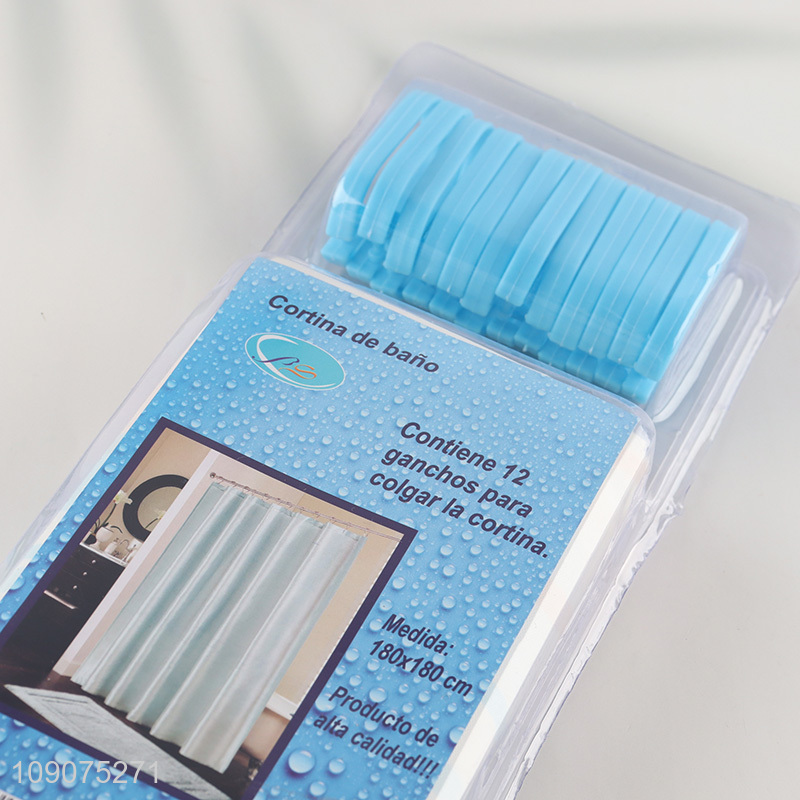Hot selling waterproof home hotel shower curtain with hooks