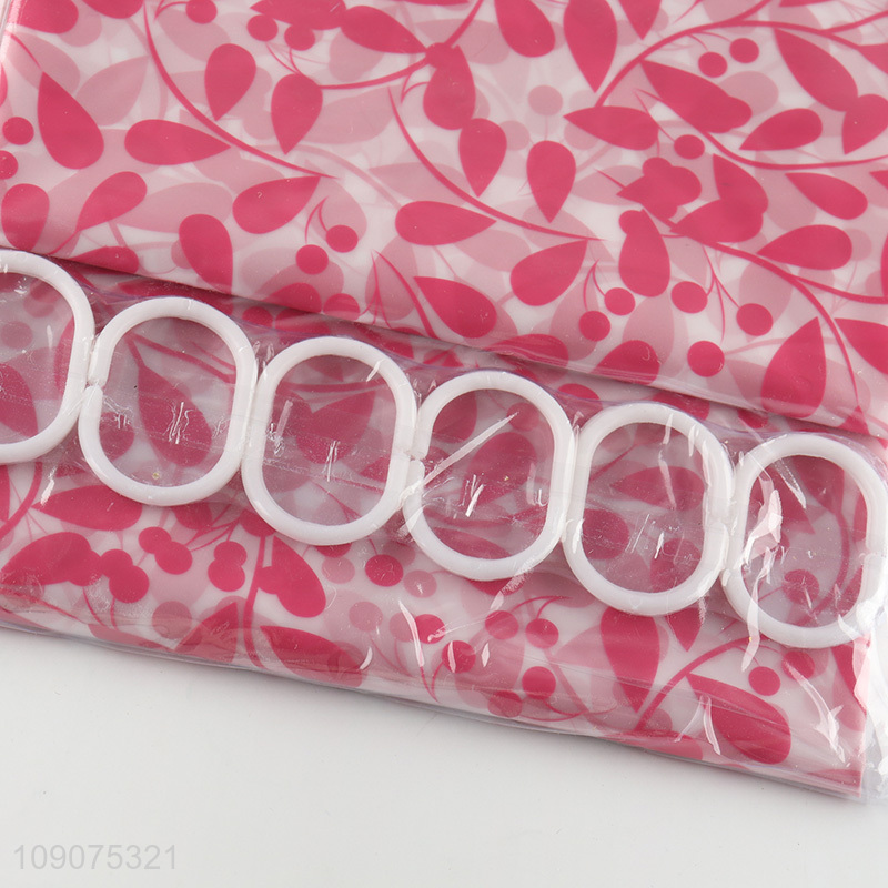 Latest products waterproof home hotel eva shower curtain with hooks