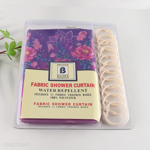 Good quality waterproof <em>fabric</em> <em>shower</em> <em>curtain</em> with 12 <em>fabric</em> couered rings
